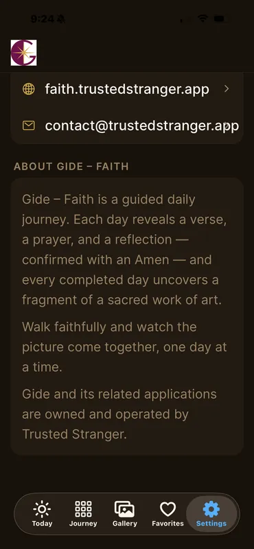 Gide - Faith dark mode settings screen